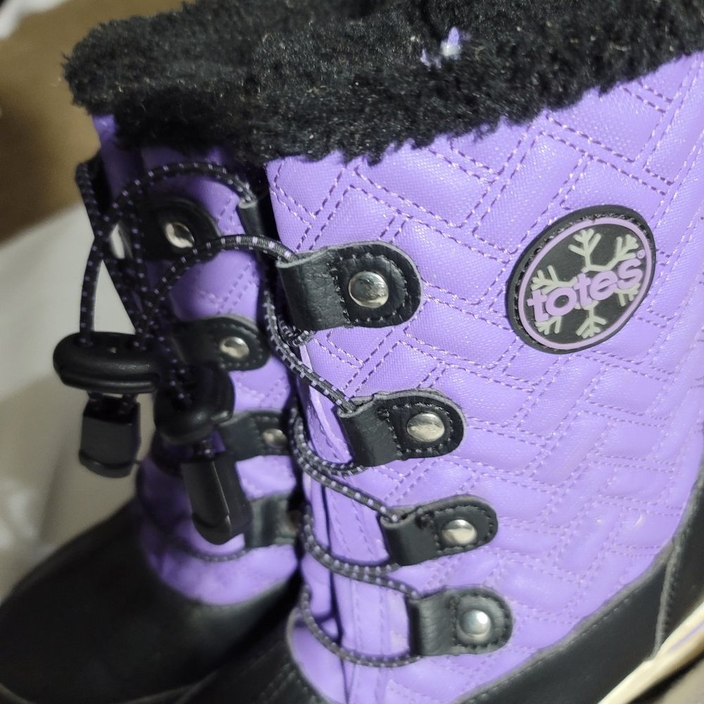 Purple and black totes rain boots